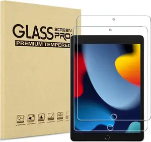 2 pak pelindung layar bening 10.2 generasi 9 2021/ 8 2020/ 7 2019 pelindung layar untuk iPad dengan paket