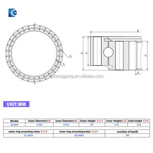 Rodamiento de Giro GZDG para Modelos Zoomlion Ze60/Ze80/Ze150/Ze210/Ze360/Ze370E/Ze700/Ze215E/Ze370, Origen Guangdong, Alta Calidad, Nuevo - Product Image 2