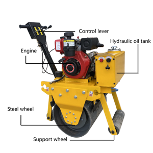 310kg Walk- Behind Mini Vibratory Road Compactor Single Drum <b>Small</b> <b>Roller</b> with Engine Pump Motor Gear Core Components - Product Image 3