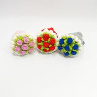 Porte-clés fait main au crochet, mini bouquet de roses colorées, pendentif DIY, fleurs tricotées pour la fête des mères et Noël