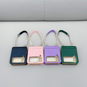 เคสฝาพับหนังสำหรับเดินทาง, กระเป๋าใส่โทรศัพท์มือถือพร้อมสายหนังเคลือบผิวด้วยไฟฟ้า - Product Image 1