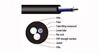 Kabel Optik FCJ OPTO TECH ASU 12/24 Core Stranded Copper G652D dengan Kawat Baja 2 FRP Central Strength Members Flat Aerial FTTH 1km