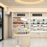 Meubles de présentation de beauté professionnels, aménagement modulaire, présentoir pour magasin de cosmétiques, design d'intérieur de boutique K-beauty, LED