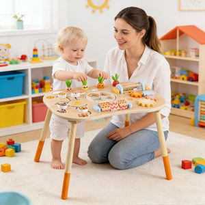 Mesa de Juego Montessori Multifuncional de Madera, Clasificador de Formas, Juguetes Sensoriales, Mesa de Actividades de Madera para Bebés - Product Image 4