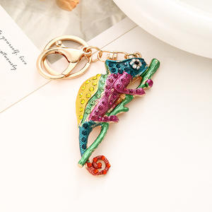 Lüks mikro açacağı kübik kristal <span class=keywords><strong>Gecko</strong></span> anahtarlık okul çantası için renkli hayvan kertenkele kolye anahtarlık - Product Image 2