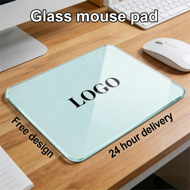 Fast Shipping Custom Made 3.0mm Gaming Mouse Pad Toughened Glass Material Smooth Surface Edge Anti-slip Washable Glass Mousepad