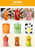 Pochettes souples personnalisées écologiques en plastique de qualité alimentaire 100ml 250ml pour jus de fruits ananas mangue biologique, lait, boissons liquides et café avec bec verseur