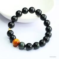 Bracelet en obsidienne naturelle et œil de tigre, perles rondes de 8 mm ou 10 mm, bracelet en pierres précieuses, unisexe, bijoux faits à la main, cadeau
