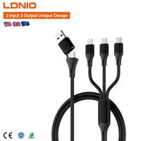 Câble de charge LDNIO LC97uc 2 entrées 3 sorties, charge super rapide 100W, coque métallique anti-flexion, cordon de charge universel tressé