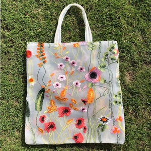 Bolso de mano con bordado de flores para niñas, bolsa de malla de alta calidad, ligero, de Organza, nuevo diseño - Product Image 2