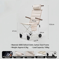 Chaise de camping pliable avec roues pour l'extérieur, fauteuil roulant mobile pour le camping – Offre spéciale