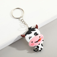 Porte-clés Animal Mignon 3D en PVC Souple – Pendentif Éléphant Bébé, Vache, Ours – Petit Cadeau, Anneau de Clés, Pendentif de Sac Animal de Dessin Animé