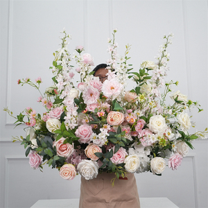 Popular <b>pink</b> Color Wedding Flowers Decor Artificial aisle Flower Centerpiece for Wedding <b>Backdrop</b> Decoration - Product Image 1