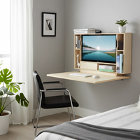 Escritorio Plegable de Pared de 36 Pulgadas, Escritorio Flotante que Ahorra Espacio para Espacios Pequeños, Mesa para Computadora con Estante de Almacenamiento