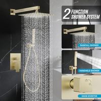 Ensemble de douche mural carré avec pommeau et poignée, ensemble de robinetterie de douche, pommeau de douche, système de douche monocommande