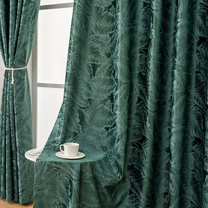<span class=keywords><strong>Tende</strong></span> di Lusso in Velluto Verde DaiRui con Motivo a Foglie in Rilievo, Isolanti Termici e Oscuranti <span class=keywords><strong>per</strong></span> Soggiorno e <span class=keywords><strong>Camera</strong></span> da Letto, con Occhielli - Product Image 1