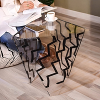 Mesa de Centro Moderna de Acrílico de Lujo para Sala de Estar, Mesa Auxiliar Transparente de Esquina, Mueble Creativo para Dormitorio con Estante de Almacenamiento