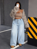 Jean ample décontracté taille basse pour femme, nouvelle collection 2026, grande taille, respirant, doux, avec poches, coupe large et confortable