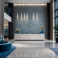 Panel de Pared 3D de PU Ynori, Textura de Pizarra, Azul Grisáceo, 20/25 mm, 1200x600 mm, para Pared de Fondo de TV, OEM, Ligero, Impermeable