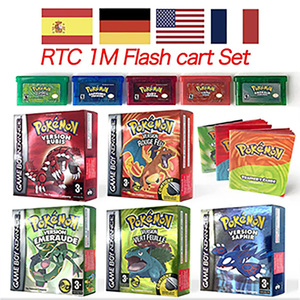 USA FRA EUR NOE ESP ITA RTC 1M Flash Ruby Emerald Leaf Green Fire Red SAPPHIRE set box trey manual <b>Game</b> cartridge for Gba - Product Image 1