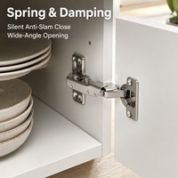 Fourniture en gros : Charnière à ressort à angle large avec amortissement hydraulique, fermeture douce, antirouille, en fer, design moderne, pour armoire de cuisine et placard pliant