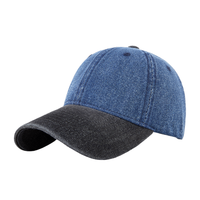 Casquette de baseball unisexe en denim lavé, coton doux, style vintage colorblock, réglable, à carreaux, tendance, protection solaire, vente en gros