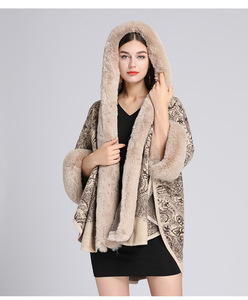 Elegante cappotto invernale con cappuccio in pelliccia di visone finto scialle caldo - Product Image 2