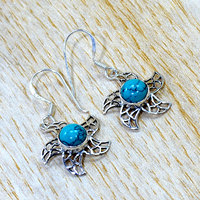 Vente en gros 925 boucles d'oreilles fines anniversaire cadeau bijoux taille ronde Turquoise pierres précieuses 925 boucles d'oreilles en argent Sterling meilleur cadeau pour elle