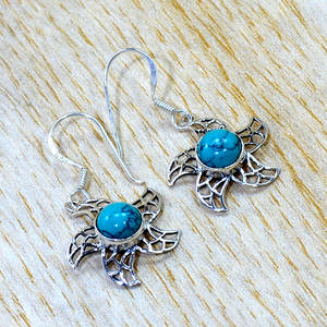 Venta al por mayor 925 pendiente fino regalo de aniversario joyería corte redondo turquesa piedra preciosa 925 pendientes de plata esterlina mejor regalo para ella - Product Image 1