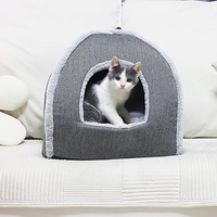 Vente en gros lit pour animal chaud personnalisé best-seller canapé en peluche gris clair grotte pour chien et chat fournitures de lit lavables simples