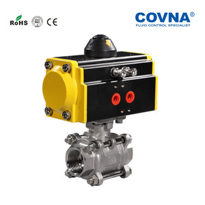 วาล์วบอลนิวเมติกแบบสามชิ้น Covna ขนาด 15-50 มม. เกลียวใน สแตนเลส ชนิดซีลนุ่ม สำหรับน้ำ น้ำมัน ไอน้ำ - Product Image 4