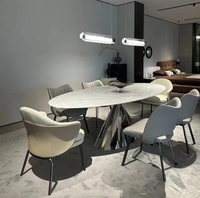 Table de salle à manger ovale en marbre, style minimaliste italien moderne, sur mesure, pour la maison, la salle à manger, l'hôtel, le restaurant
