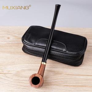 Muxiang Rosewood Smoking Pipe Long Handle Straight Type Tobacco Pipe For Personal Gift - Product Image 2