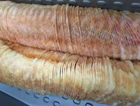 Mesin selempang daging beku otomatis, mesin pengiris daging Ham sapi Steak