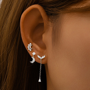 European Hot Fashion Style Zircon <b>Stud</b> <b>Earrings</b> 925 Sterling <b>Silver</b> Rhodium Plated High Quality Women's Gift - Product Image 3