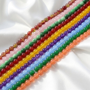Perle Rotonde in <span class=keywords><strong>Giada</strong></span> <span class=keywords><strong>Naturale</strong></span> Liscia Tinta di Grigio e Blu per Creazione di Gioielli, Filo da 15,5 Pollici - Product Image 1