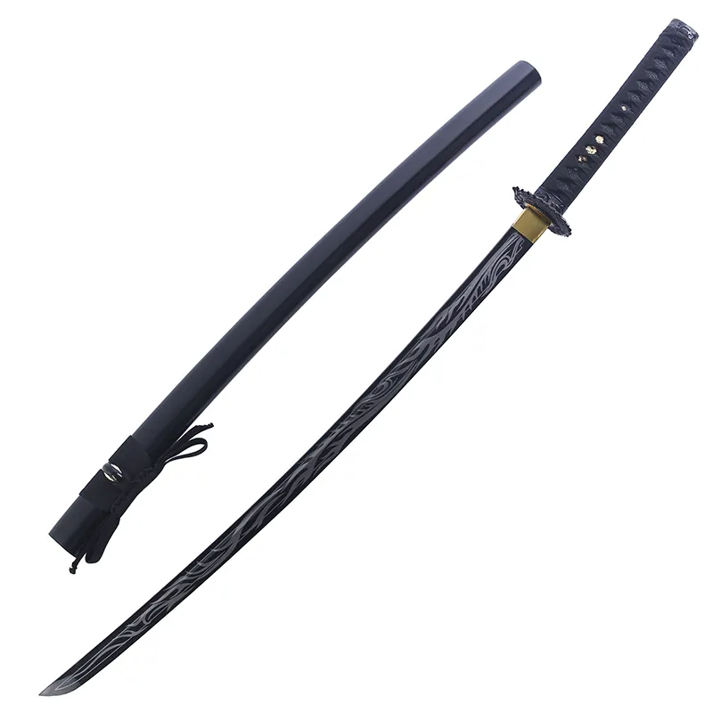 Kualitas bagus kustom pedang Jepang hitam Saya Katana dengan bahan kayu