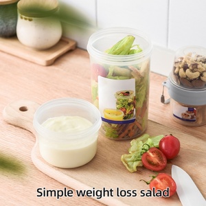 School Lunch Box Food Storage Bento Box Portable <b>Breakfast</b> Cups Oatmeal Cereal Nut Yogurt Salad Cup <b>Container</b> Set with Fork - Product Image 6