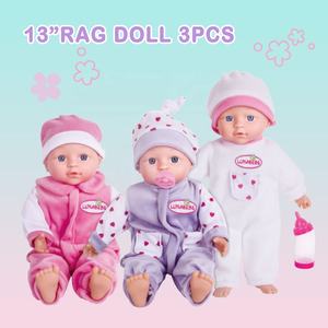 Poupées de chiffon avec bouteille et sucette, vêtements poupées 13 pouces doux bébé poupée pour filles cadeau d'anniversaire tenant un jouet en peluche vente en gros - Product Image 2