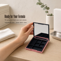 Boîte à maquillage compacte en plastique multi-compartiments personnalisée pour fards à paupières, palette de maquillage vide avec miroir, emballage OEM ODM