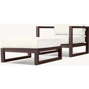 Chaise longue et pouf modernes en aluminium pour loisirs, patio et jardin, ensemble de mobilier d'extérieur de luxe - Product Image 1