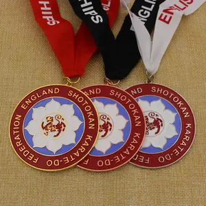 Custom Your Own Design Goud Zilver Bronzen Engeland Shotokan Karate-Do Federatie Medaille