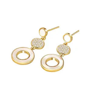 Grosir perhiasan mode perhiasan berlapis emas 925 perak murni cincin Tautan berlapis emas anting wanita