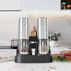 Custom Logo Salt and <b>Pepper</b> <b>Grinder</b> Gift Set Stainless Steel Usb Rechargeable Electric Salt And <b>Pepper</b> Mill With Stand - Product Image 6