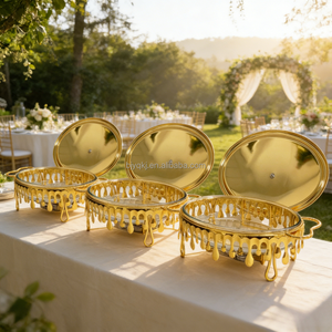 Calentador de Alimentos Yuqi de Acero Inoxidable Dorado con Tapa de Vidrio, Calentamiento por Vapor, Estantes Ajustables para Hoteles, Bodas, Catering y Buffets, 3L - Product Image 4
