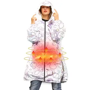 Winter New Pajamas Electric Battery Hoodie Blanket Nature Machine Washable Usb Heated Wearable Blanket