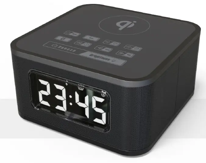 2021 New Product BT Clock Radio with Wireless Charger and USB Charger