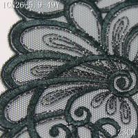 Dentelle brodée en tulle rouge de 22 cm avec fil métallique scintillant, grande broderie florale en maille, bordure en dentelle, en stock pour robe