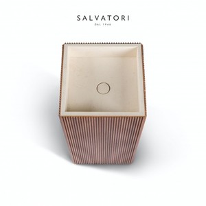 Salvatatori Adda moderno Freestanding 41x41 bagno in legno a coste lavabo lavabo a mano per uso alberghiero per qualsiasi bagno moderno - Product Image 3
