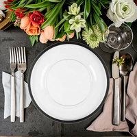 Assiette de présentation en acrylique transparente noire de 13 pouces pour mariage, fête, assiettes de présentation en plastique lourdes pour le dîner